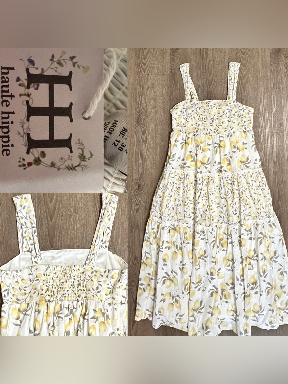 HAUTE HIPPIE Lemon Print Tiered
Midi Sundress Dress Sz 8 Medium
NWT Cottagecore - Picture 5 of 9